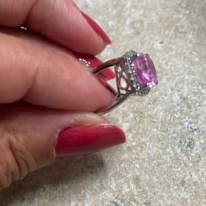 Pink ice and diamond, white gold ring